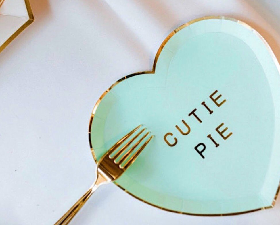 Valentines Day Plates Conversation Heart Plates Heart Etsy