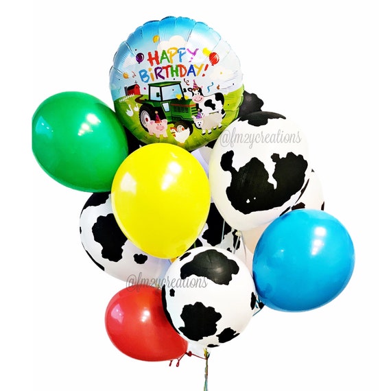 Festa di compleanno in fattoria / festa in mongolfiera mucca / doccia per  bambini in fattoria / palloncini animali da fattoria / compleanno da  cortile / STAMPA MUCCA / decorazioni per feste in fattoria -  Italia