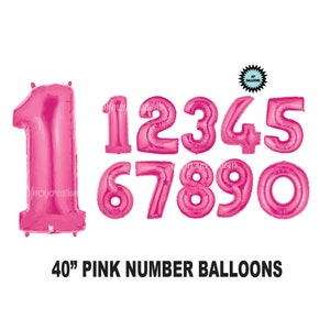PINK NUMBER Balloons | Pink 1 Balloon | PINK Party Balloons | Pink 2 Balloon | Jumbo Pink Balloon | Barbie Birthday Balloon | Pink 7 Balloon