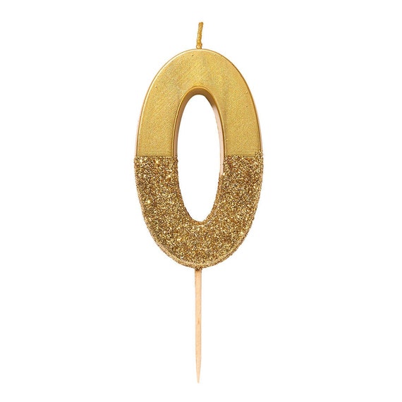 Gold ZERO Candle | GOLD 10th Birthday | Gold 20th Birthday Candle ...