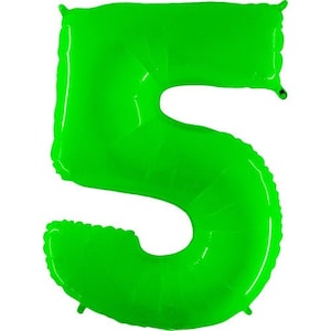 May include: A bright green number 5 balloon. This balloon is perfect for a birthday party or other celebration.