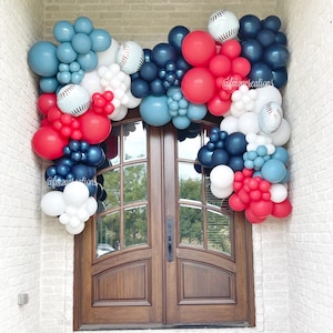 Baseball Birthday Baseball Balloon Garland BLUE RED White DIY Boy Baseball Baby Shower Baseball Birthday Party Balloon Garland Arch Kit image 6