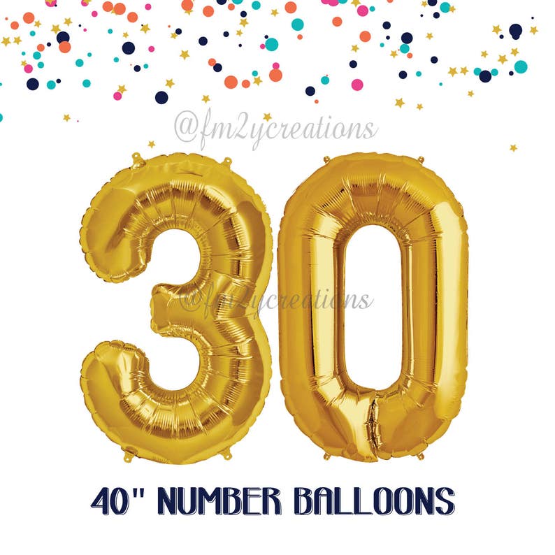 30th Birthday Balloons Thirty Birthday Black Number Balloons Birthday Decor 30th birthday for Him Dirty 30 1992 30th Party Decor image 3