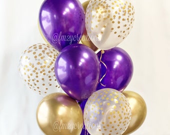 PURPLE and Gold | Graduation Party Decor | Purple Birthday Party Balloons | Purple Wedding | Purple Party Decor | Purple Shower | GRAD Party