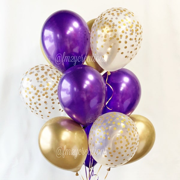 PURPLE and Gold | Graduation Party Decor | Purple Birthday Party Balloons | Purple Wedding | Purple Party Decor | Purple Shower | GRAD Party