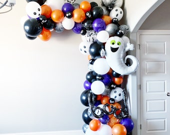 Halloween Balloon Garland DIY | Halloween Party | Halloween Balloons | Halloween Garland Arch | Halloween Decor Halloween Birthday Backdrop