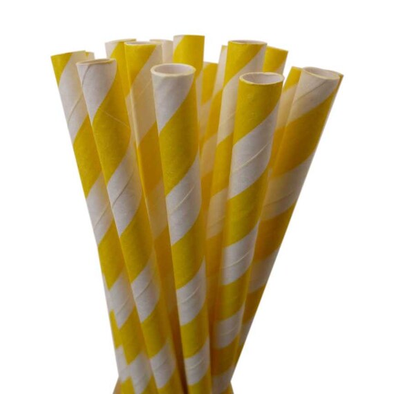 YELLOW PAPER STRAWS | Yellow Stripe Straws | Stripe Paper Straws | Cake Pops | Yellow Wedding Straws | Yellow Baby Shower | Birthday Party Il_570xn