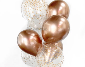 JGA Set 42 Palloncini Decorativi Per Addio Al Nubilato, Oro Rosa E Bianco, Con Coriandoli E Cuori, Decorazione Festa - 3