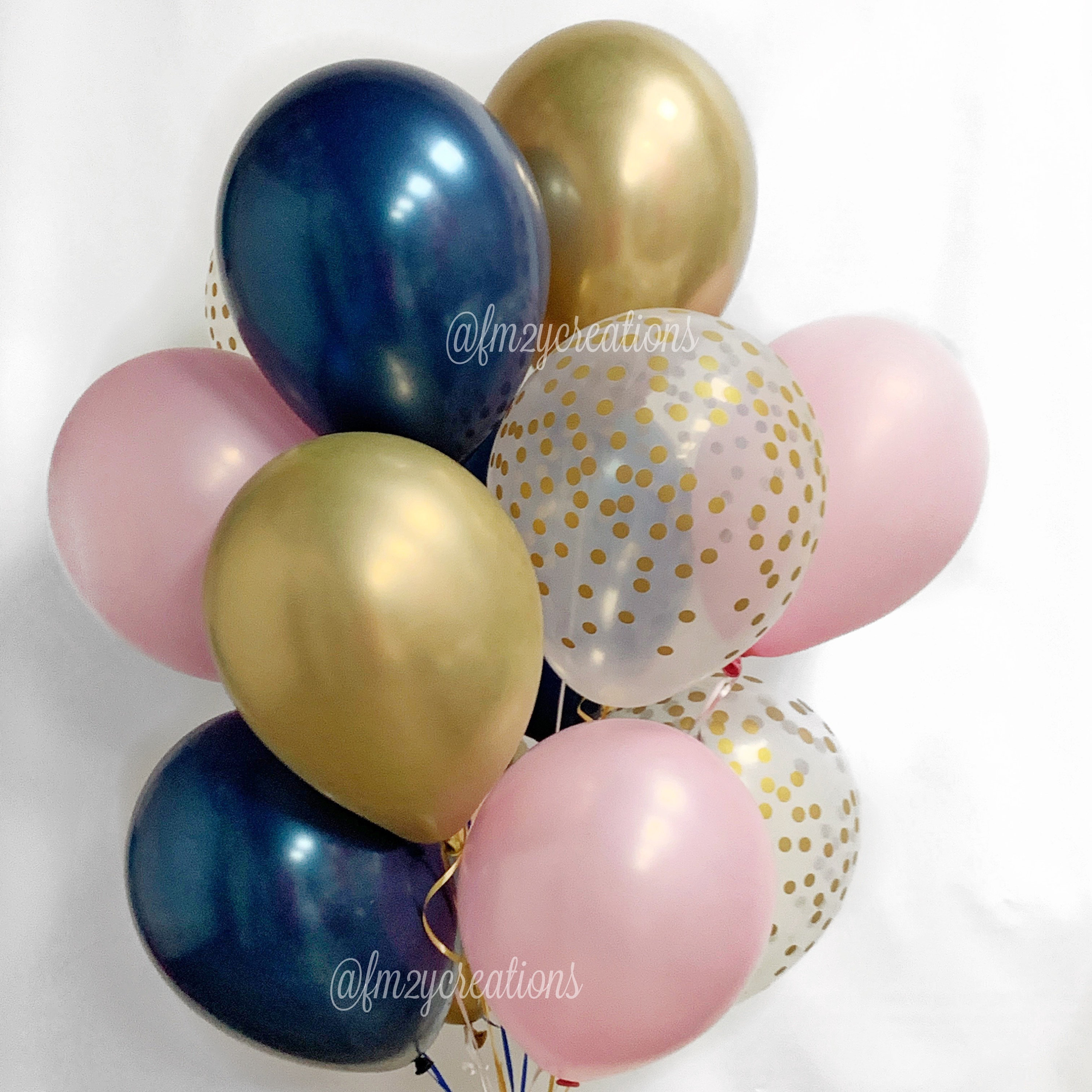 BLUE and Pink Balloons Navy Blue and Pink Gold Bridal Shower Etsy