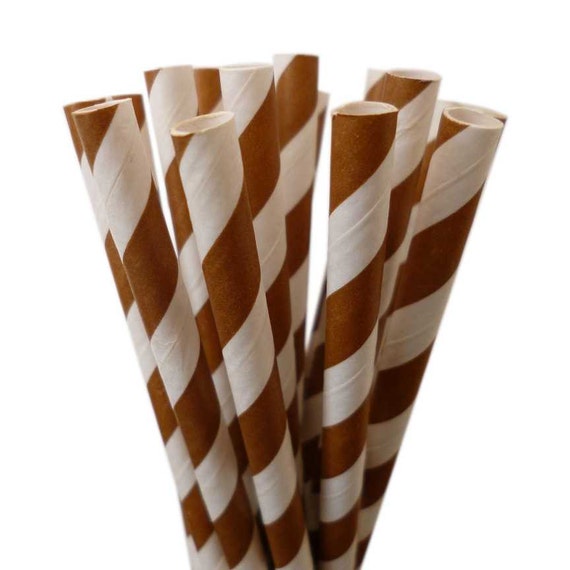 BROWN PAPER STRAWS Paper Drinking Straws Brown Stripe Straws