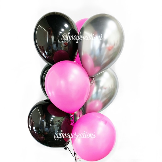 Voorafgaan lus molecuul Roze Zilver Zwarte Ballonnen 11 latex ballonnen - Etsy België