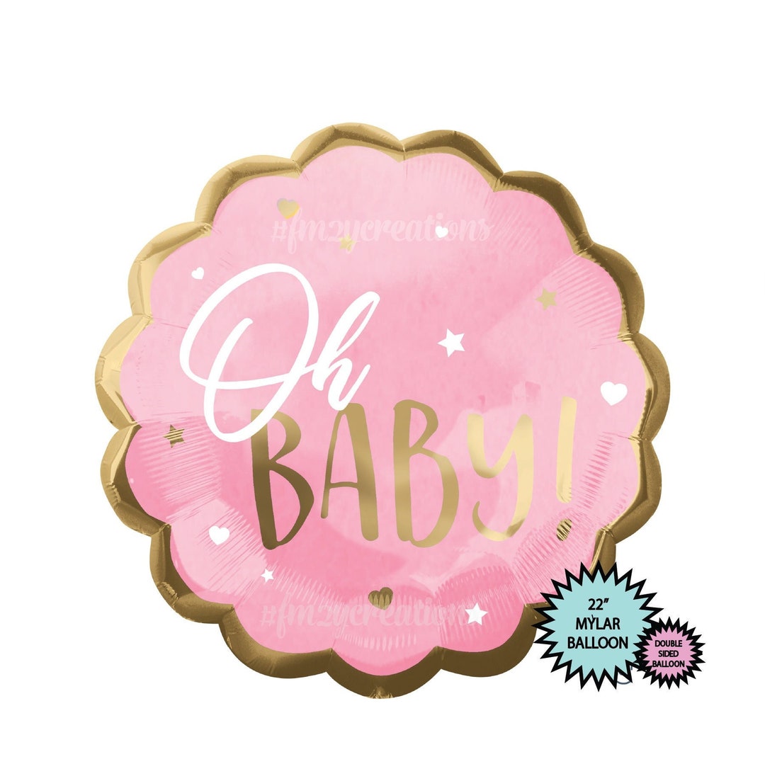 OH BABY Balloons Oh Baby Pink and GOLD Balloons Oh Baby Etsy