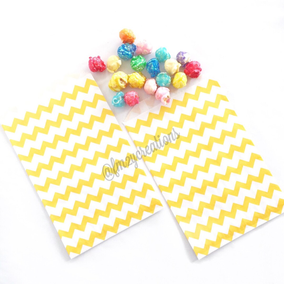 YELLOW Party Favor Bags Chevron Yellow Paper Bags Yellow Etsy