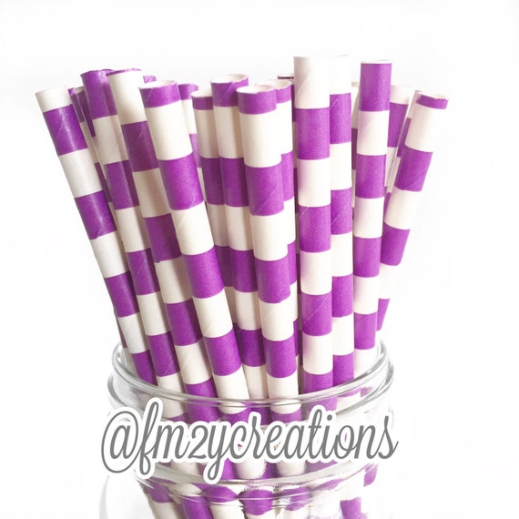 Purple Paper Straws | PURPLE Circle Stripe Straws | Purple Cake Pop Sticks | Purple Wedding Straws | Drinking Straws Purple Birthday Party Il_570xn