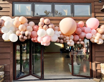 Pink Balloon Garland DIY | Dusty Pink and White Balloon Garland Arch Kit | Rose Gold Blush Pink Birthday Party | Baby Shower Bridal Shower