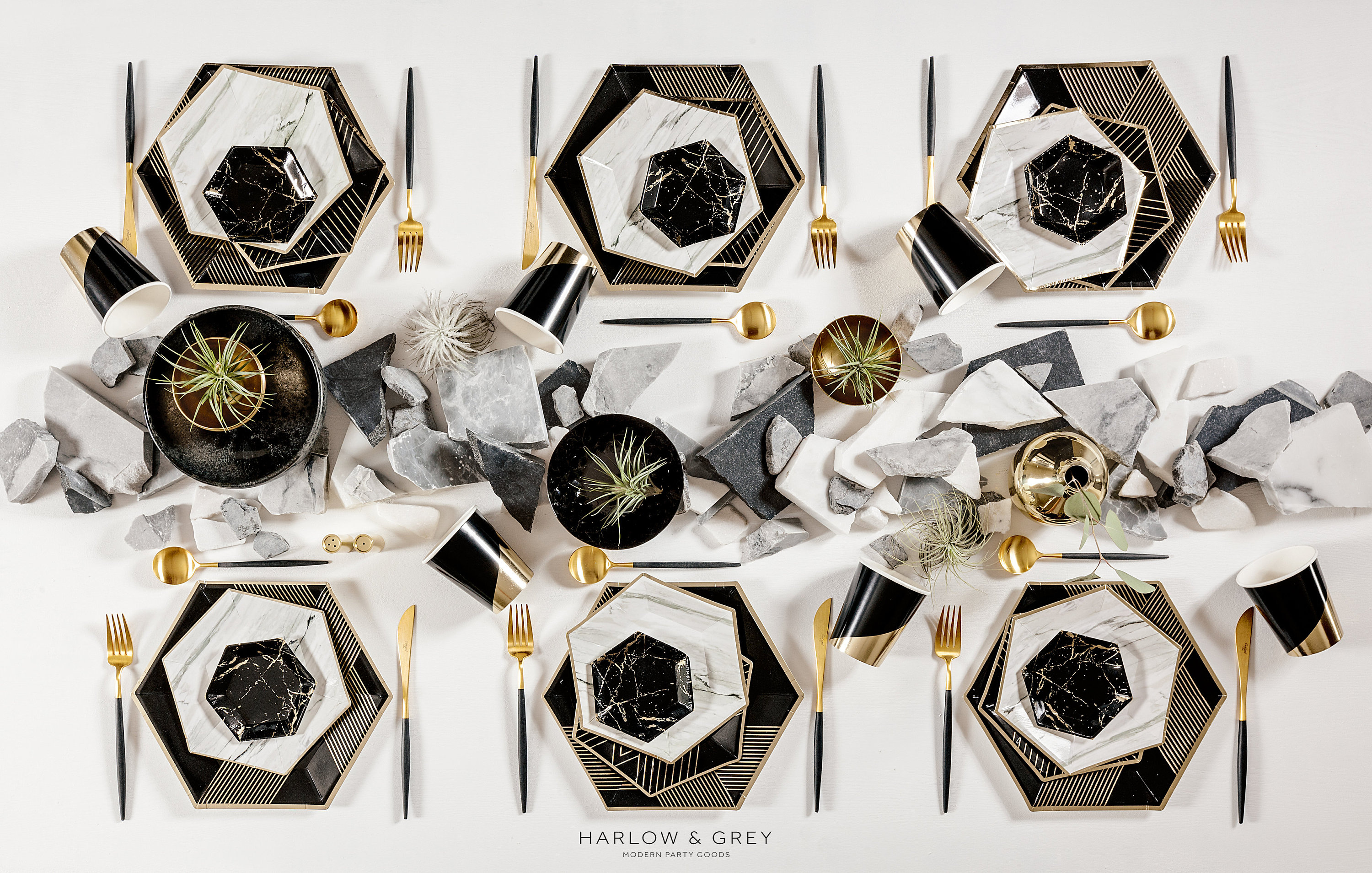 LARGE Black and Gold Plates Black and Gold Party Plates Etsy