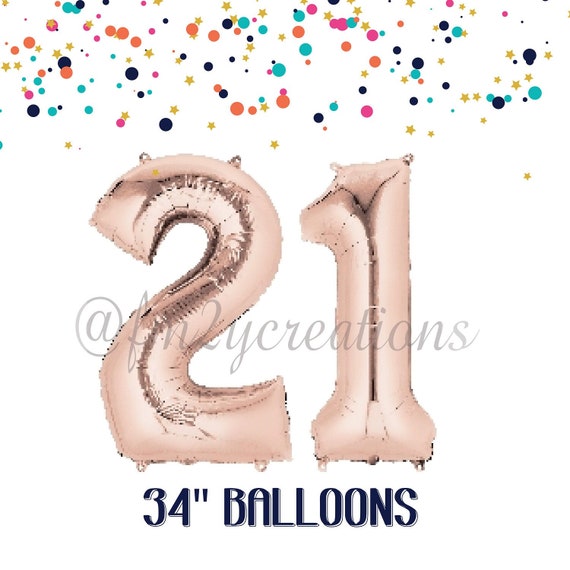 21st Birthday PARTY BALLOONS | 21st Birthday | Jumbo Number Balloons | 2001 Birthday Party | Gold 21st Birthday Balloons ROSE Gold Birthday Il_570xn