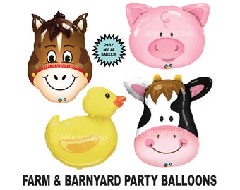 Farm Animal Balloons | Farm Party Decor | COW Balloon | Farm Birthday ANIMAL Balloons | BARNYARD Party | Pig Balloon | Horse Balloon