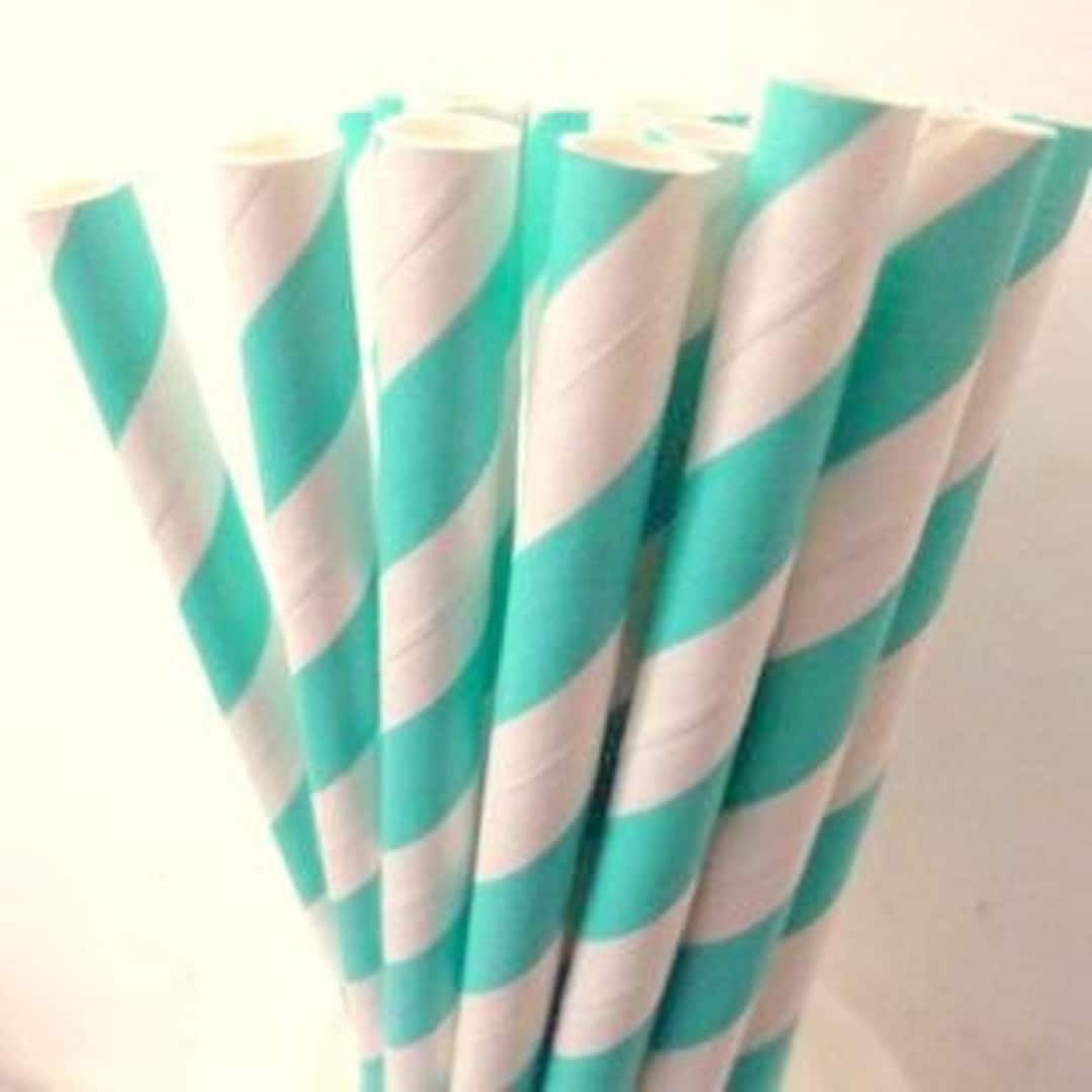 AQUA Stripe Paper Straws 25 Aqua Paper Straws Cake Pops Etsy UK
