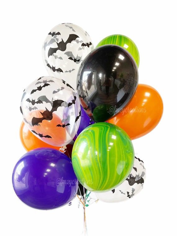 20 x 12 Assorted Halloween Latex Balloons Helium Party Balloon Decorations UK Orange Black White