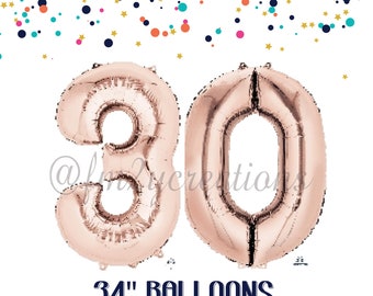 ROSE GOLD 30th Birthday Number Balloons | 30th birthday for her | Dirty 30 Party | Thirsty Thirty | 30th Birthday Rose GOLD Balloon Banner