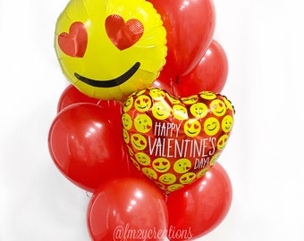 EMOJI Valentines Balloons | Emoji Balloons | TEEN Valentine Gift Balloon | Red Heart Balloons | Happy Valentines Day Balloon | VAL19