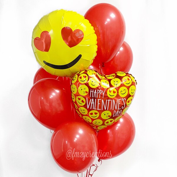 EMOJI Valentines Balloons | Emoji Balloons | TEEN Valentine Gift Balloon | Red Heart Balloons | Happy Valentines Day Balloon | VAL19