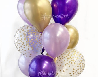 Ballons violets | Fête d'anniversaire violette et dorée | Décoration de douche nuptiale mauve clair | Ballons de remise des diplômes | Baby shower lavande et or