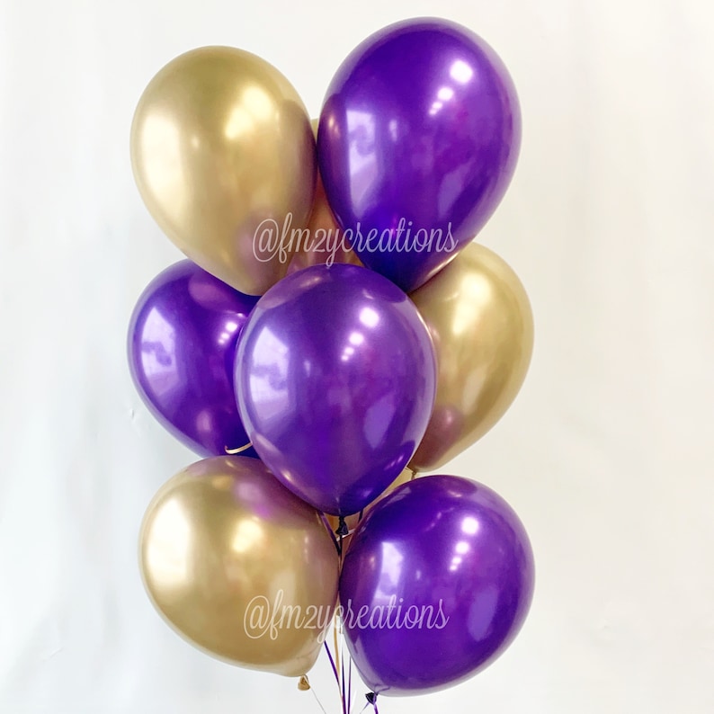 PURPLE and Gold Balloons Purple Gold Birthday Party Etsy
