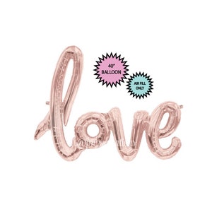 Rose Gold LOVE Balloon | Love Script Rose Gold Balloon | Valentine Day Balloons | Rose Gold Love Balloon 40&quot; | Valentines Day Party Decor