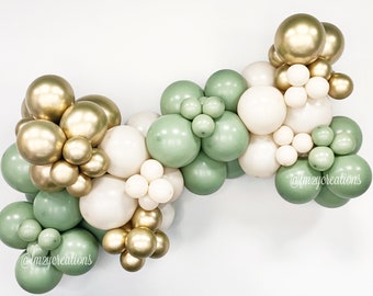 SAGE Green Balloon Garland | Eucalyptus White Gold Balloon Garland Arch | Birthday Party | DIY Kit Bridal Shower | Baby Shower | Wedding