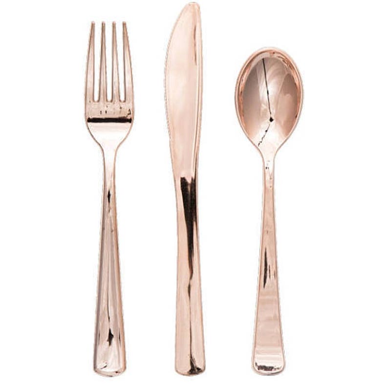Rose Gold Forks Rose Gold Cutlery Disposable Plastic Etsy Canada