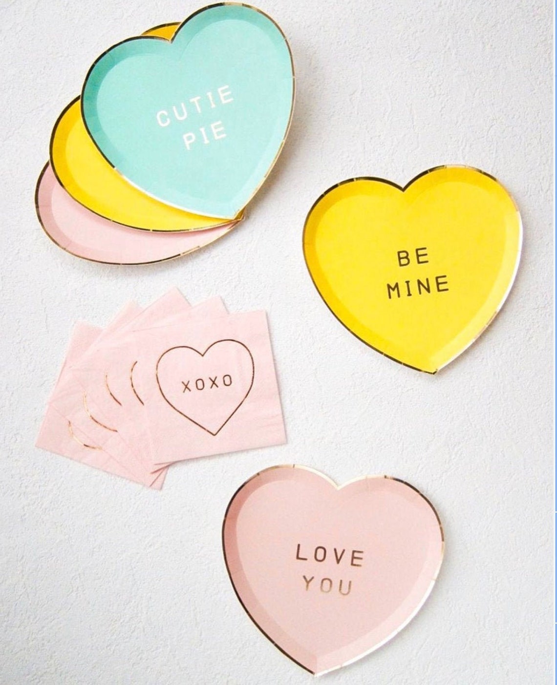 Valentines Day Plates Conversation Heart Plates Heart Etsy
