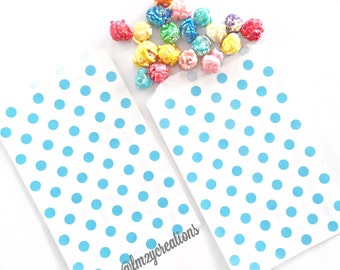 BLUE Favor Bag | Blue Party Favor Bags | Blue Polka Dot Favor Bags | Blue Favor Bag (5x7) | Monster birthday | Popcorn Bag | Dinosaur Party