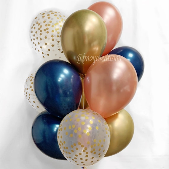 Ballons Coeur Bleu Avec Love Rose Gold en 3D Bleu 