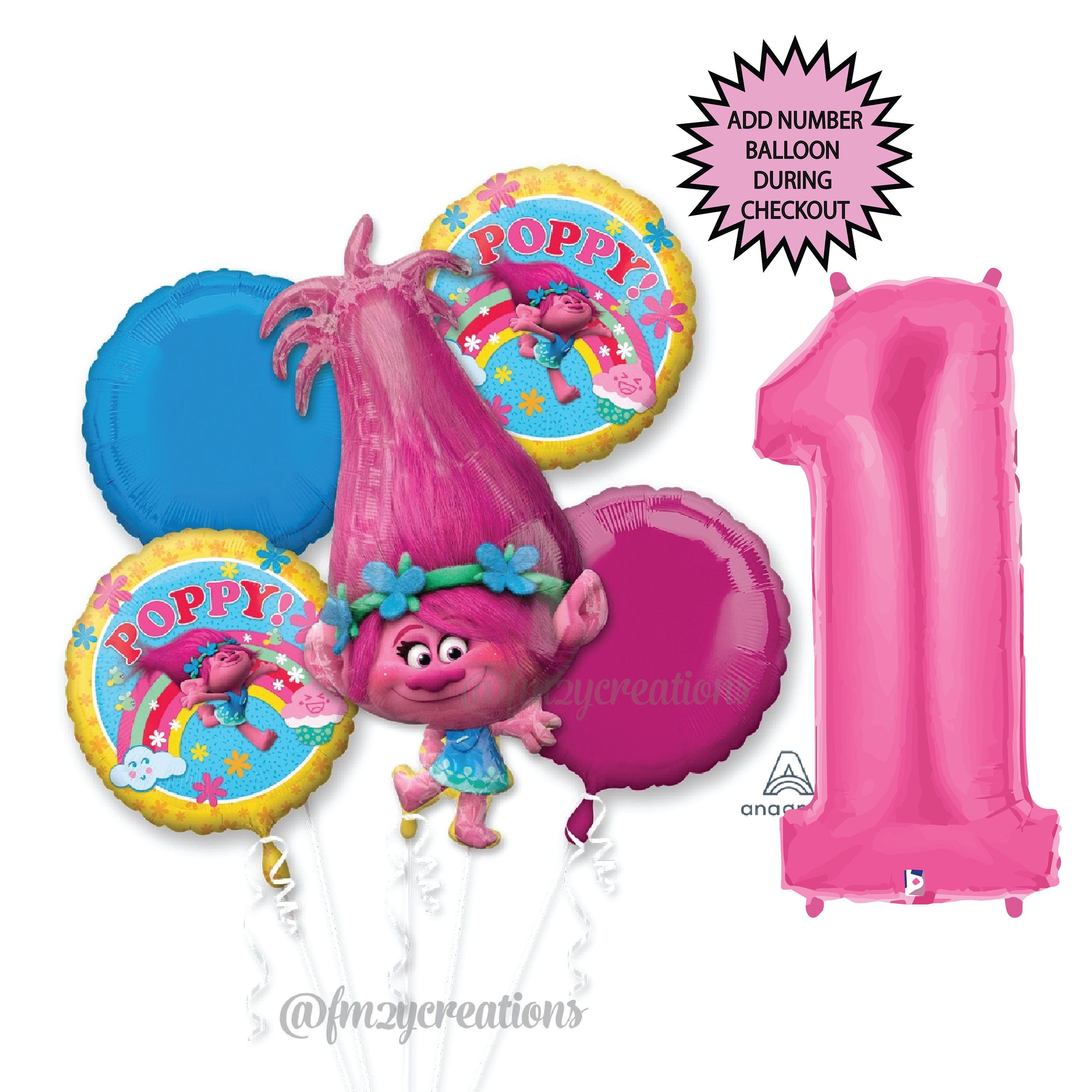 Ballon Poppy Trolls Avec Prénom - Anniversaire Trolls 