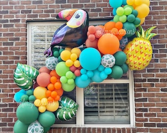 Kit d'arche DIY guirlande de ballons décoration de fête tropicale | Fête estivale d'anniversaire de ballons tropicaux | Bachelorette tropicale | Fête prénatale tropicale