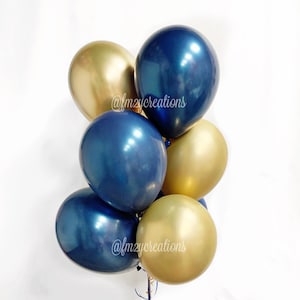NAVY and GOLD Balloons | Graduation Balloons | NAVY Birthday Party Balloons | Boy Baby Shower | Navy and Gold Bridal Shower | Wedding Decor