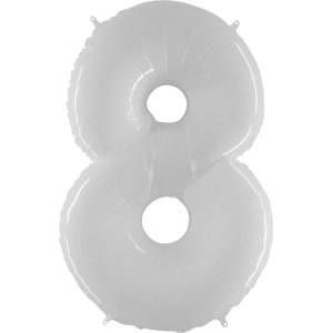 White NUMBER Balloon White Foil Number 1 Balloons White 40 Balloons Jumbo Birthday Balloon NUMBER ONE White Balloons First Birthday NUMBER 8