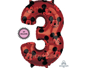 Mickey Mouse BIRTHDAY PARTY | 3rd Mickey Mouse Balloons | Jumbo NUMBER Three Balloon | Third Mickey Balloons | Three Mickey Birthday Balloon