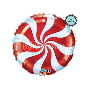 RED Peppermint Balloon | Red Candy Swirl Balloon | Christmas Balloon | Candy Cane Balloon | Holiday Christmas Decor | Candy Balloons