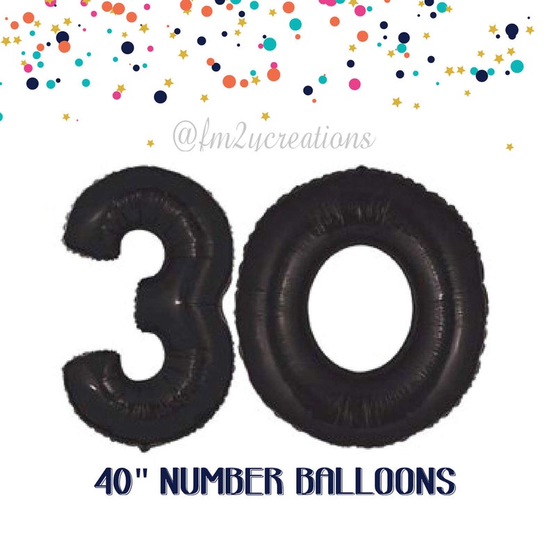 30th Birthday Balloons Thirty Birthday Black Number Balloons Birthday Decor 30th birthday for Him Dirty 30 1992 30th Party Decor image 1