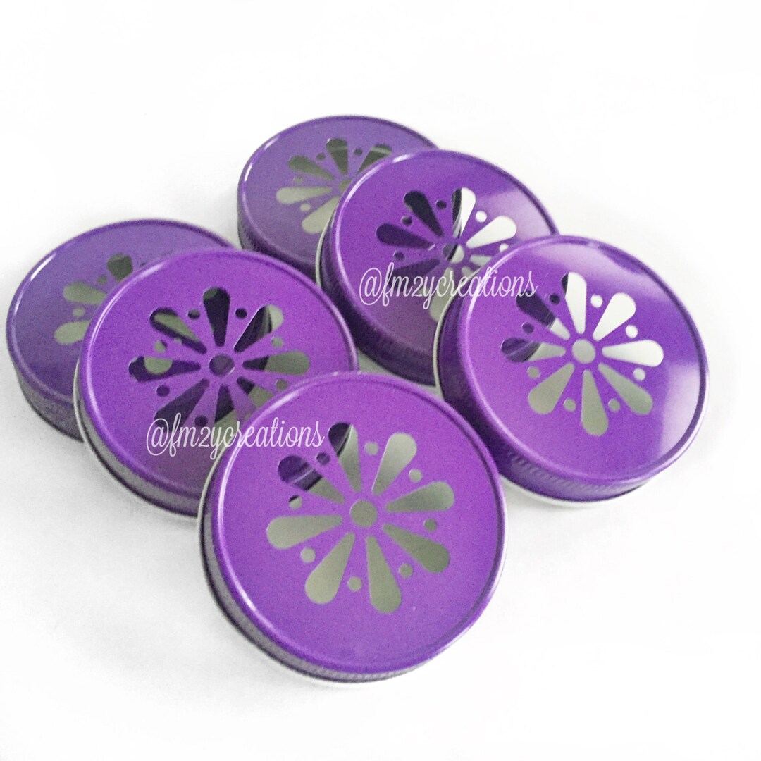 Purple Daisy Lids Daisy Mason Jar Lids PURPLE Metal Jar Etsy