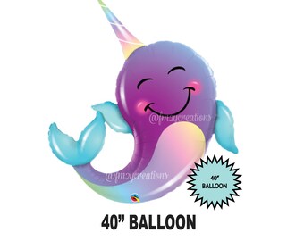 NARWHALE-ballon | Narwal Mylar Ballon | Onder de Zee PARTY | Zeemeerminfeest | Zeemeermin walvisballon | Onder de zee baby shower decor