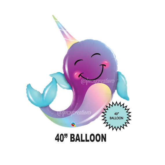 NARWHALE Balloon | Narwhale Mylar Balloon | Under the Sea PARTY | Mermaid Party | Mermaid Whale Balloon | Under the Sea Baby Shower Decor Il_570xn