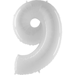 White NUMBER Balloon White Foil Number 1 Balloons White 40 Balloons Jumbo Birthday Balloon NUMBER ONE White Balloons First Birthday NUMBER 9