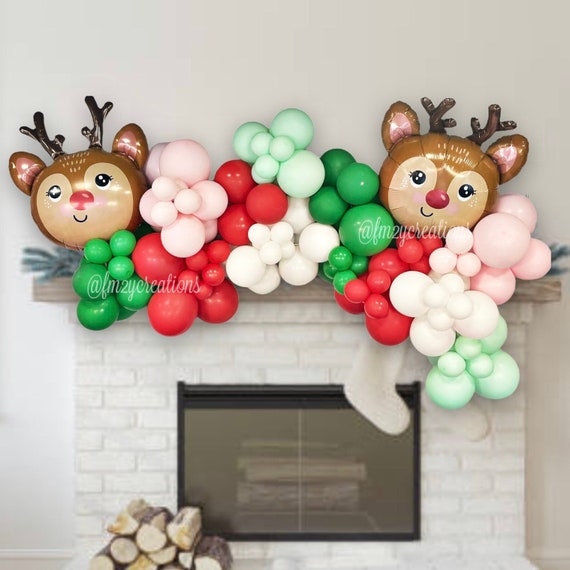 Christmas Balloon Garland REINDEER Christmas Balloons Christmas Party Decor Christmas Party