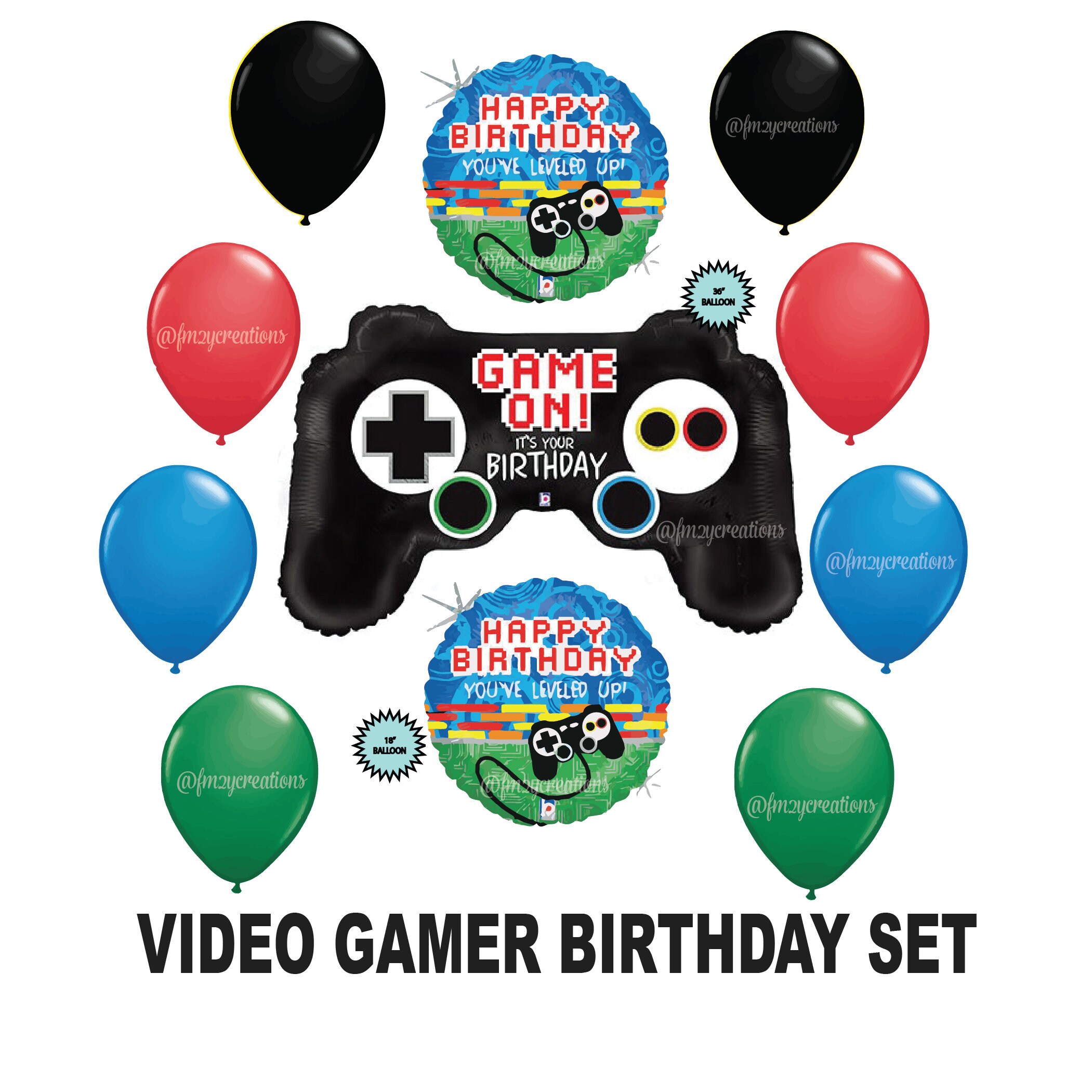 Set Decorazione Compleanno Videogioco - Palloncini A Forma Di Controller, Banner, Decorazioni Torta - 8 Anni - 2