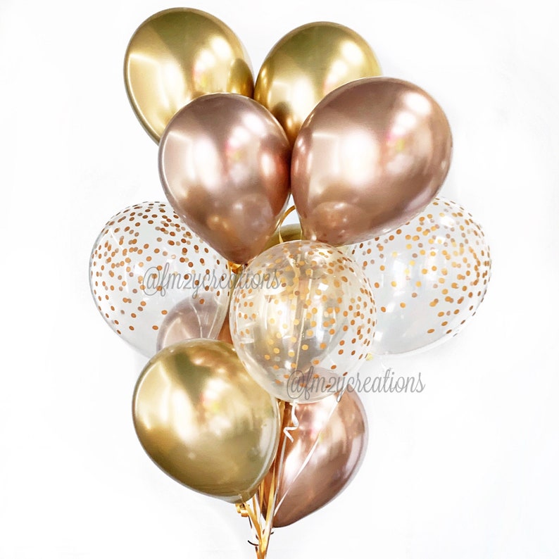 CHROOMBALLONNEN Rose goud EN gouden ballonnen Goud chroom ballon Confetti ballonnen Rose goud chroom ballonnen 11 inch latex rosé goud afbeelding 1