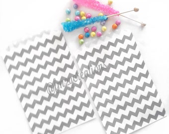 Gray PARTY Favor Bags | Chevron GRAY Party Bags | Candy Bags | Treat Bags | Grey Wedding Favor Bags | Party Favors | Gray Gift Bags